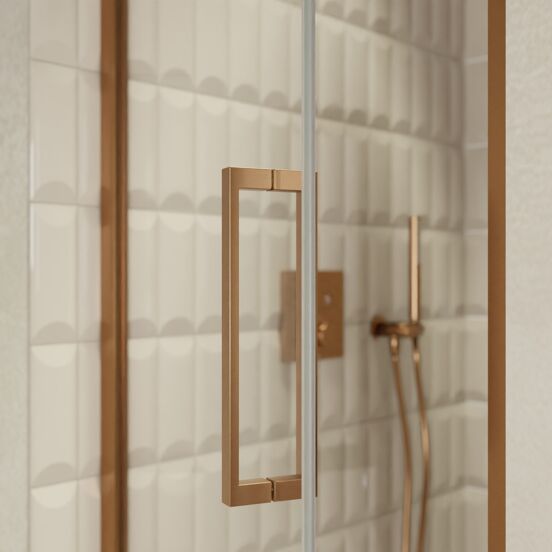 Balmani Senses Design douche draaideur links 90 cm x 210 cm Helder glas, Brushed Rosegold profielen, met coating
