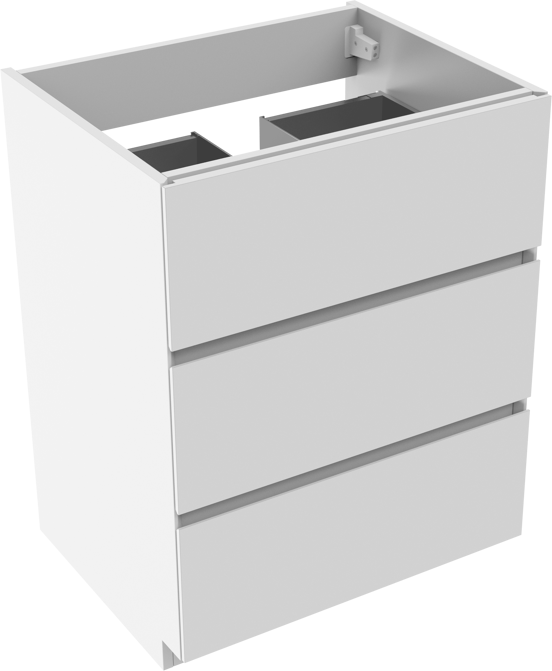 Storke Edge meuble sous-vasque a poser 65 x 52 cm blanc brillant 3 tiroirs