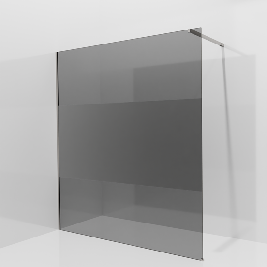 Balmani Modular inloopdouche: 180 x 200 cm, Rookglas met matte strook met coating, Brushed Inox profielen