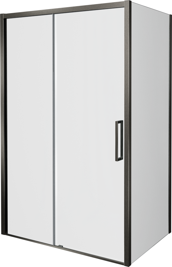 Balmani Senses Design douchehoek met linkse schuifdeur en vaste zijwand, 140 x 90 cm, Helder glas, Brushed GunMetal profielen