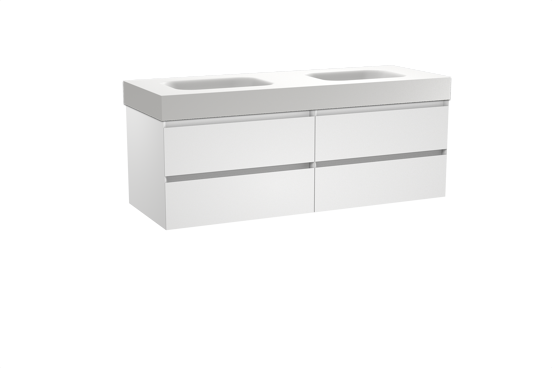 Balmani Mitra meuble salle de bains suspendu 150 x 55 cm blanc mat avec Arcato double vasque en solid surface blanc mat