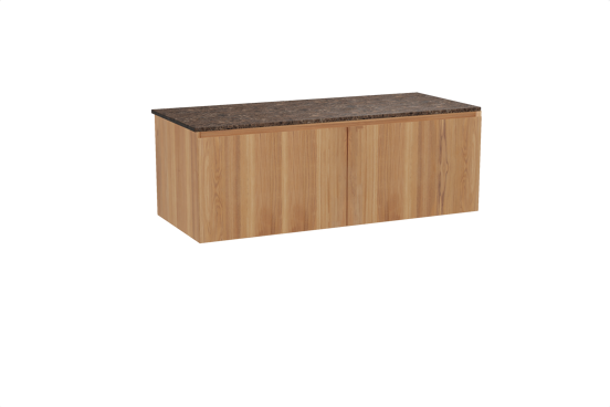 Balmani Idra hängendes Möbelstück Set: 135 x 55 cm, Teak, mit Stretto Einzel- oder Doppel Waschtischplatte, Marmor Dark Emperador