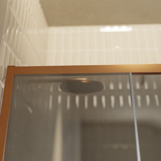Balmani Senses Design douche schuifdeur rechts 160 cm x 210 cm Reflex spiegelglas, Brushed Rosegold profielen, met coating