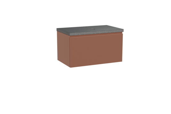Balmani Sfera hängendes Möbelstück Set: 90 x 55 cm, Cotto, mit Rock Einzel Waschtischplatte, Schwarzes Granit