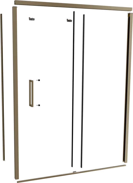 Balmani Senses Design 160 cm rechts douchecabine met schuifdeur profielenset brushed champagne gold