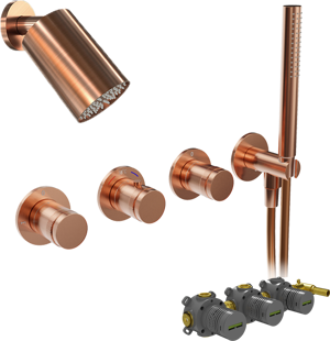 Blaufoss Pavilion robinet thermostatique Set de douche pluie encastré avec douche de tête 14 x 9 cm Brushed Rosegold