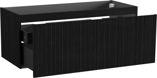 Storke Ribs hängender Waschbeckenunterschrank: 120 x 52 cm, Eiche Schwarz, 2 Schubladen