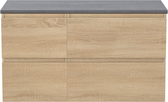 Linie Lado zwevend badmeubel 100 x 46 cm wit eiken met Lado enkel of dubbel wastafelblad in melamine beton donkergrijs