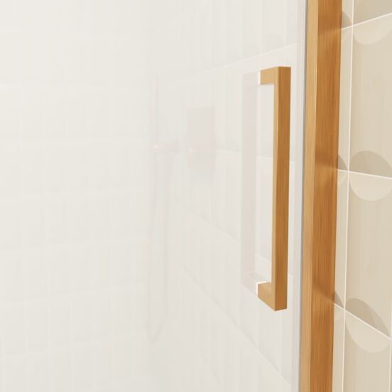 Balmani Senses Design Dusche Schiebetür, Links, 120 cm x 210 cm, Klarglas mit mattiertem Streifen, Profil Brushed Rosegold