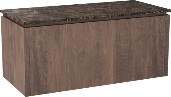 Balmani Eclips hängendes Möbelstück Set: 120 x 55 cm, Amerikanischer Nussbaum, mit Stretto Einzel- oder Doppel Waschtischplatte Marmor Dark Emperador