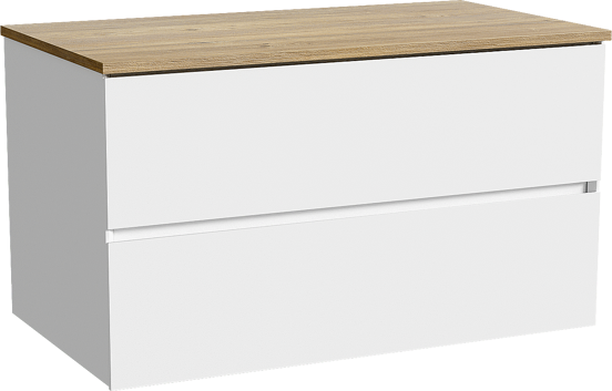 Storke Edge zwevend badkamermeubel 95 x 52 cm mat wit met Panton enkel tablet in melamine ruwe eik