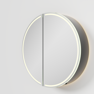 Balmani Mara spiegelkast Rond Ø 60 mat zwart met spiegelverlichting en anti-damp