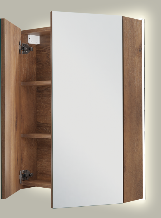 Linie Montro spiegelkast 60 x 75 cm bruine eik met spiegelverlichting