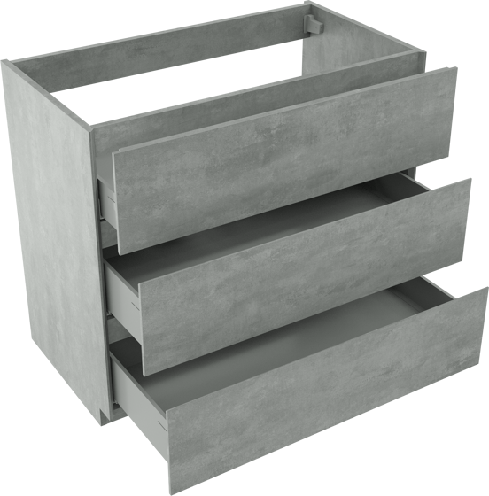 Storke Edge staande wastafelonderkast 95 x 52 cm beton donkergrijs 3 lades