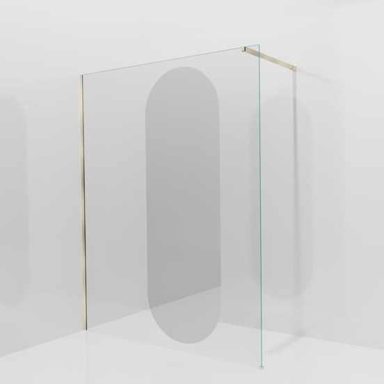Balmani Modular inloopdouche: 160 x 200 cm, Reflex ovaal spiegelglas, Brushed Champagne Gold profielen