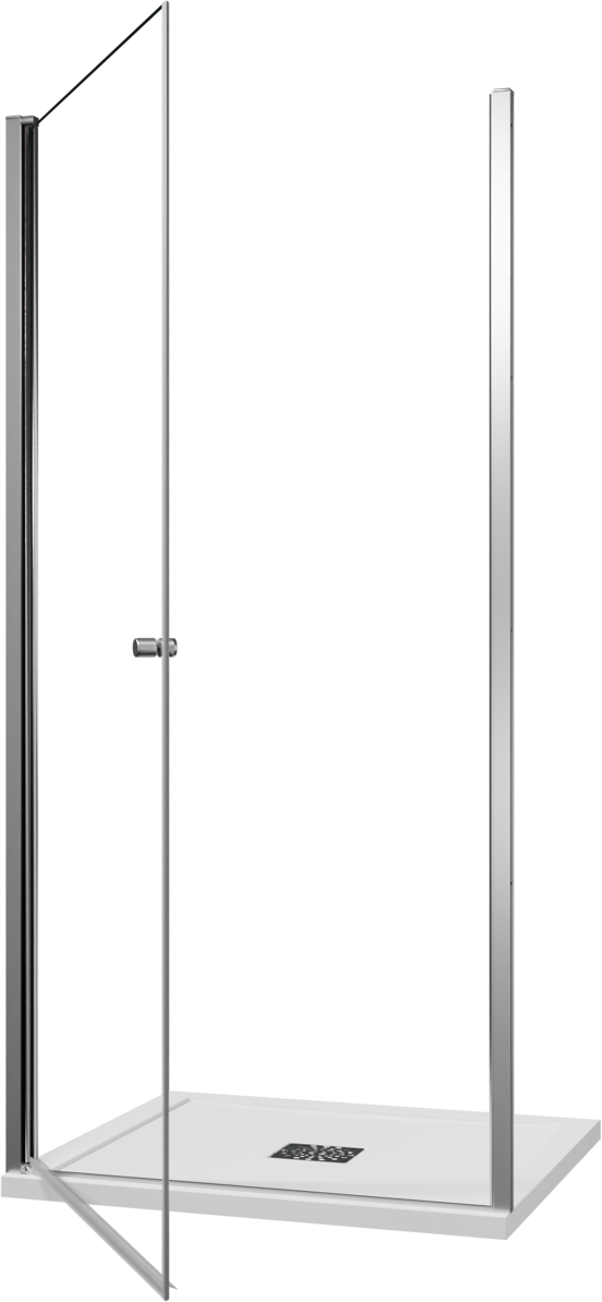 Luca Varess Kuresa porte pivotante 100 x 200 cm verre transparent profil chrome brillant