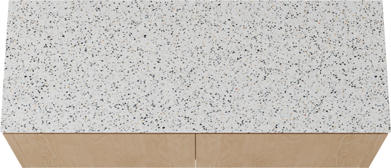 Balmani Eclips meuble salle de bains suspendu 150 x 55 cm Chêne naturelle avec Stretto tablette simple ou double en Bianco Nero Terrazzo