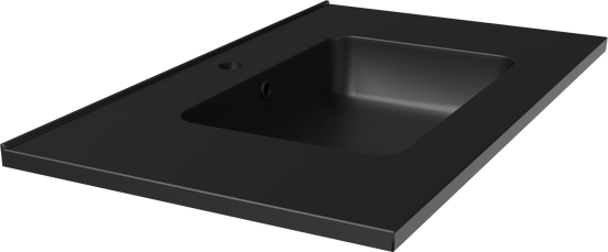 Linie Vano plan simple marbre composite noir mat 80 x 46 cm