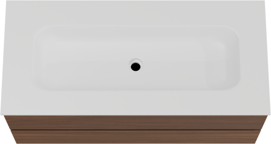 Balmani Lucida meuble salle de bains suspendu 120 x 55 cm noyer américain avec Tablo Arcato lavabo simple pour 2 trous de robinet en solid surface blanc mat