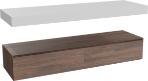 Balmani Mitra Elements hängendes Möbelstück Set: 180 x 55 cm, Amerikanischer Nussbaum mit Dominus Einzel- oder Doppel Waschtischplatte, Solid Surface Weiß matt