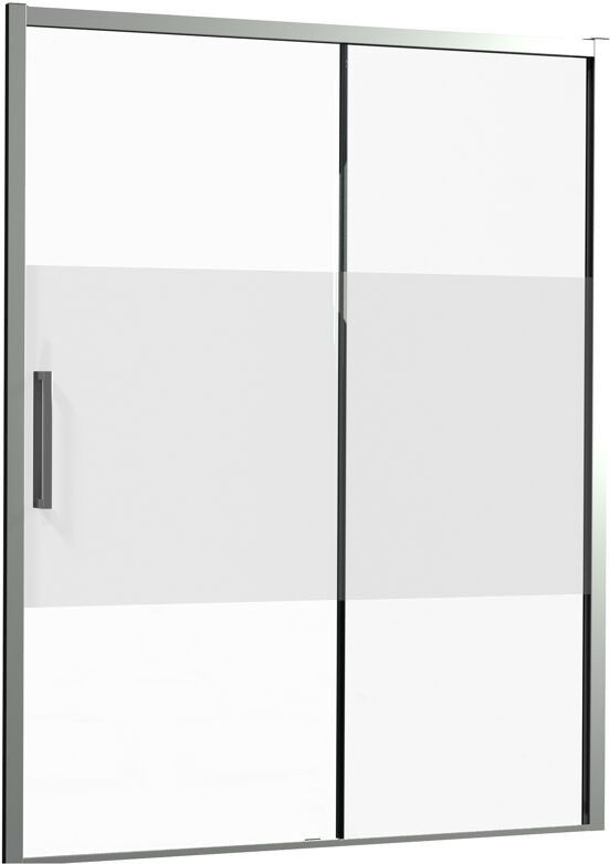 Luca Varess Senses rechtse schuifdeur met vaste wand - voor douchehoek - 160 cm Helder glas met matte strook glanzend chroom profiel
