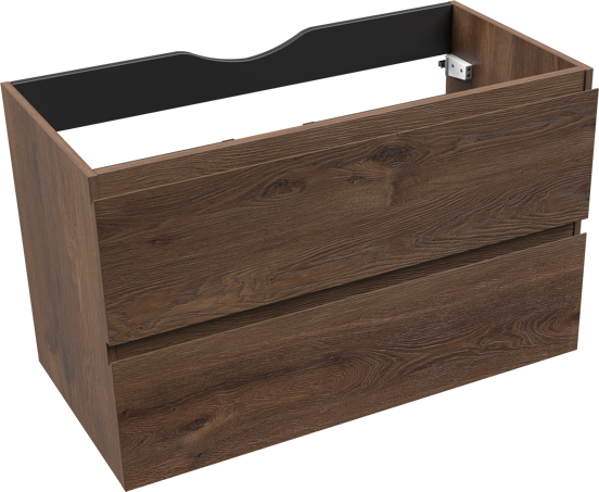 Linie Lado zwevende wastafelonderkast 90 x 46 cm bruine eik 2 lades