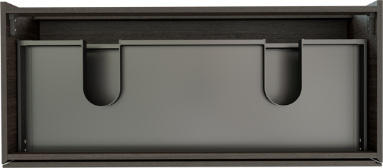 Storke Edge hängender Bad-Unterschrank 120 x 52 cm Eiche dunkel 2 Schubladen 2 Siphonaussparungen