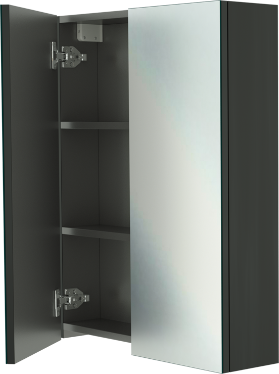 Linie Montro Spiegelschrank Bad: 60 x 75 cm, Schwarz matt