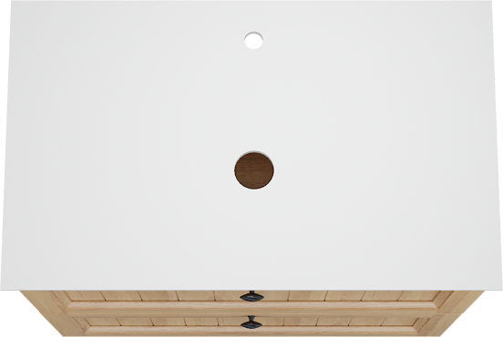 Balmani Lemon meuble salle de bains à poser 90 x 55 cm, plaqué chêne naturel avec Facetta tablette simple en blanc mat