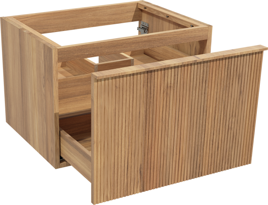 Balmani Forma hängender Waschbeckenunterschrank: 67,5 x 55 cm, Teak, 2 Schubladen