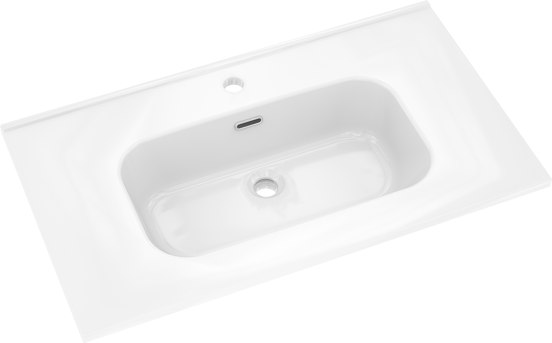 Linie Classo meuble salle de bains à poser 80 x 46 cm chêne naturel avec Baro plan simple en porcelaine blanc brillant