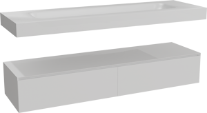 Balmani Mitra Elements meuble salle de bains suspendu 180 x 55 cm blanc mat avec Arcato lavabo simple pour 2 trous de robinet en solid surface blanc mat