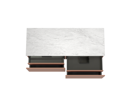 Balmani Sfera meuble salle de bains suspendu 150 x 55 cm cotto avec Stretto tablette simple ou double en marbre carrara