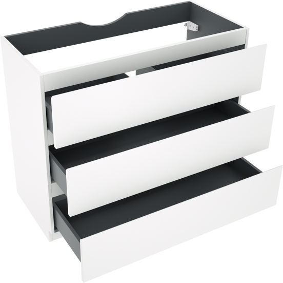 Linie Lado staande wastafelonderkast 100 x 46 cm mat wit 3 lades