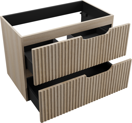 Linie Ribbo zwevende wastafelonderkast 80 x 46 cm licht eiken 2 lades