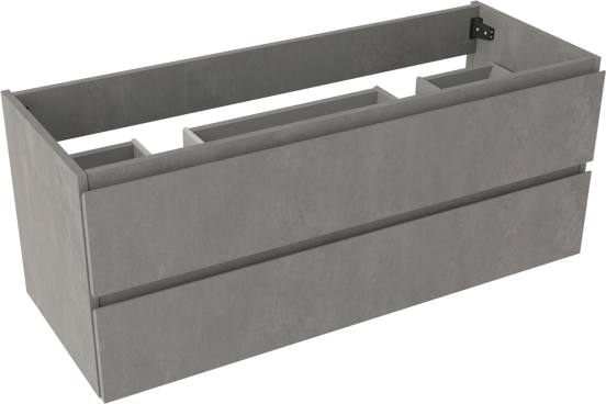 Storke Delta zwevende wastafelonderkast 120 x 48 cm beton donkergrijs 2 lades 2 sifonuitsparingen