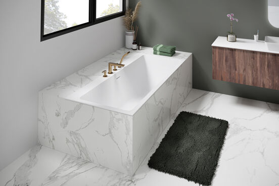 Balmani Kantiga baignoire encastrable double 180 x 80 cm Solid Surface blanc mat