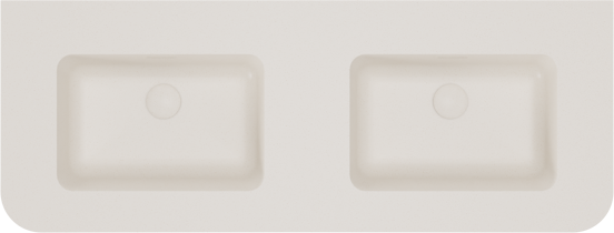 Storke Soft hängendes Möbelstück Set: 120 x 46 cm, Nussbaum, mit Mata Soft Doppelwaschtisch Solid Surface Beige Granit, Vertikale symmetrische gerade Rippe