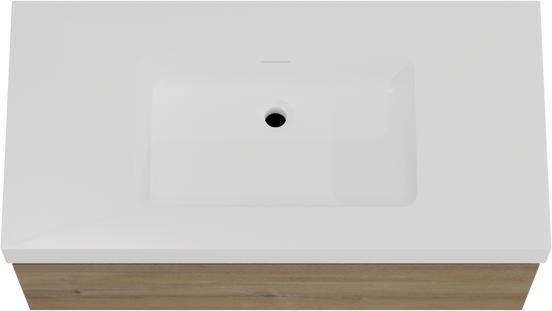 Storke Edge zwevend badkamermeubel 105 x 52 cm ruwe eik met Mata High enkele wastafel in solid surface mat wit