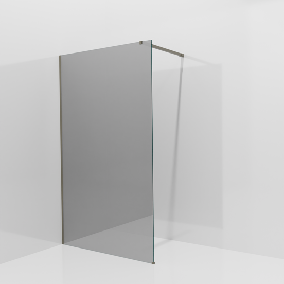 Balmani Modular douche à l'italienne: 120 x 200 cm, Verre miroir reflex, avec coating, Profil Gris pierre