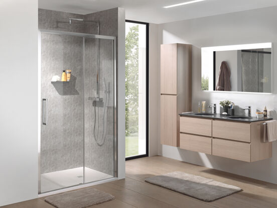Luca Varess Senses douche schuifdeur 120 x 200 cm helder glas glanzend chroom profiel