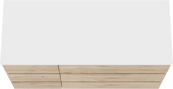 Balmani Lucida staand badmeubel 135 x 55 cm ruw eiken met Stretto enkel of dubbel wastafelblad in solid surface mat wit