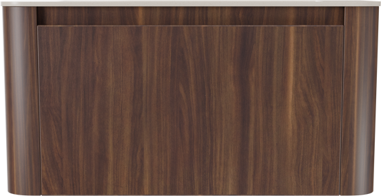 Storke Soft hängendes Möbelstück Set: 100 x 46 cm, Nussbaum, mit Mata Soft Einzelwaschtisch Solid Surface Beige Granit