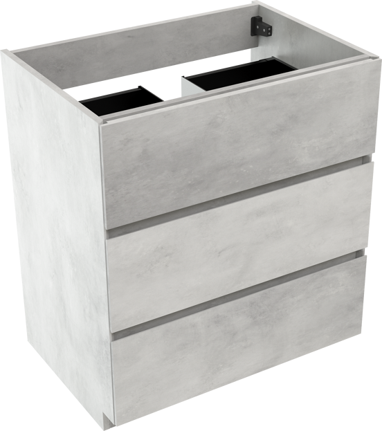 Storke Edge staande wastafelonderkast 75 x 52 cm beton zilvergrijs 3 lades
