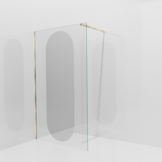 Balmani Modular Walk-In Dusche: 120 x 200 cm, Reflex-Spiegelglas Oval, Profil Brushed Champagne Gold