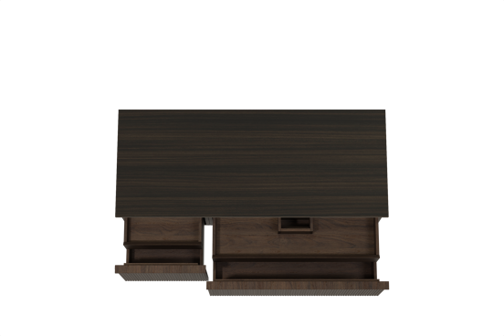 Balmani Forma zwevend badkamermeubel 135 x 55 cm gerookte eik met Sfera enkel of dubbel tablet in melamine eucalyptus, Verticale symmetrische rechte ribbel