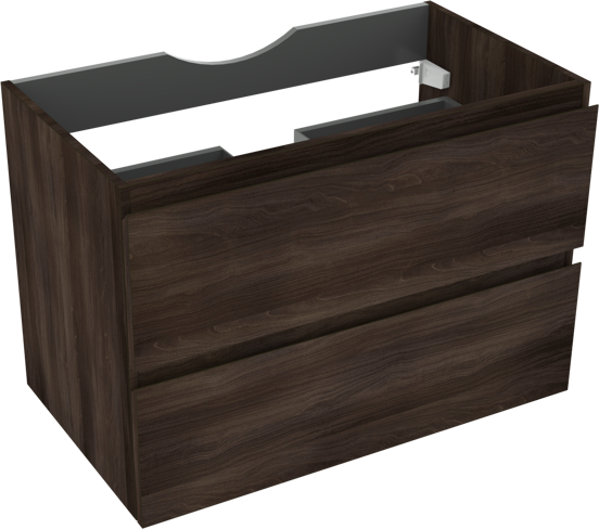 Linie Lado zwevende wastafelonderkast 80 x 46 cm donkere notelaar 2 lades