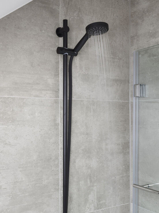 Blaufoss Round barre de douche 100 cm avec douchette 10 cm 3 fonctions noir mat