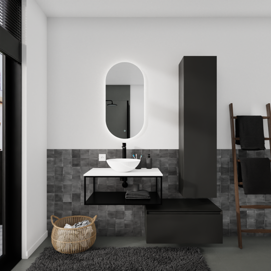 Storke Edge Modulo meuble sous-vasque suspendu 75 x 48 cm noir mat 1 tiroir