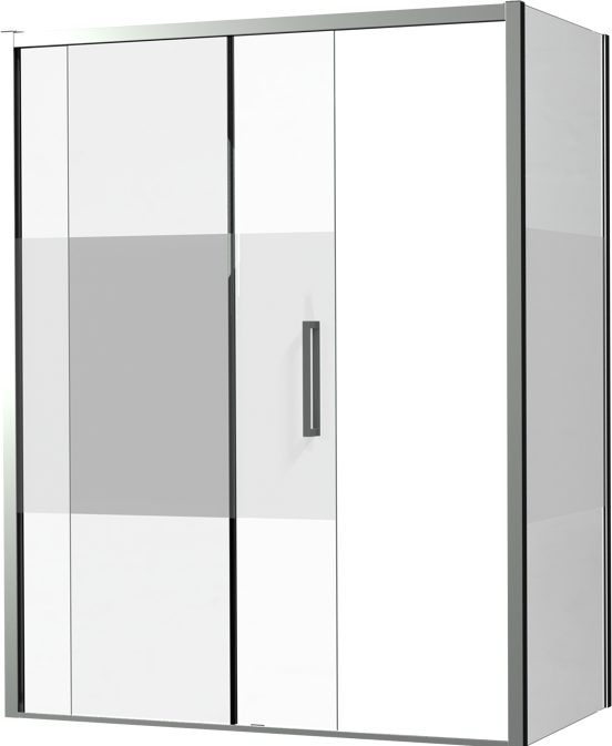 Luca Varess Senses douchehoek met linkse schuifdeur en vaste zijwand 160 x 90 cm Helder glas met matte strook glanzend chroom profiel
